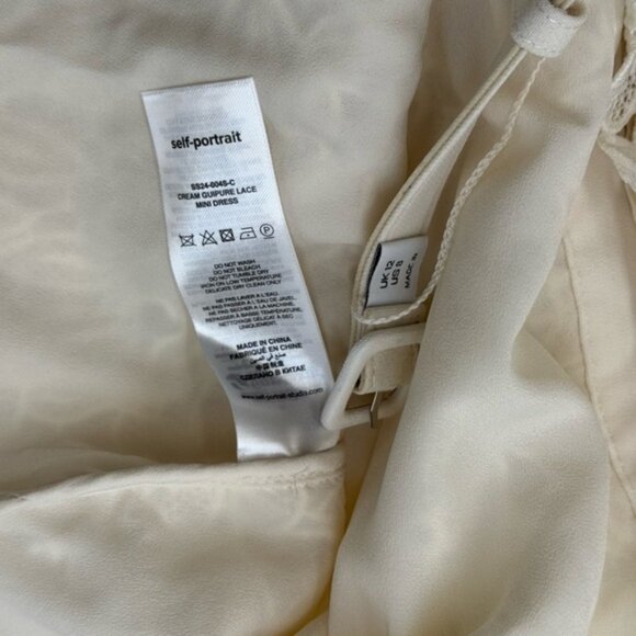 🆕 SELF-PORTRAIT 🧿 NWT Cream Guipure Lace Belted Mini Dress, Sz UK 12 US 8 - Picture 16 of 16